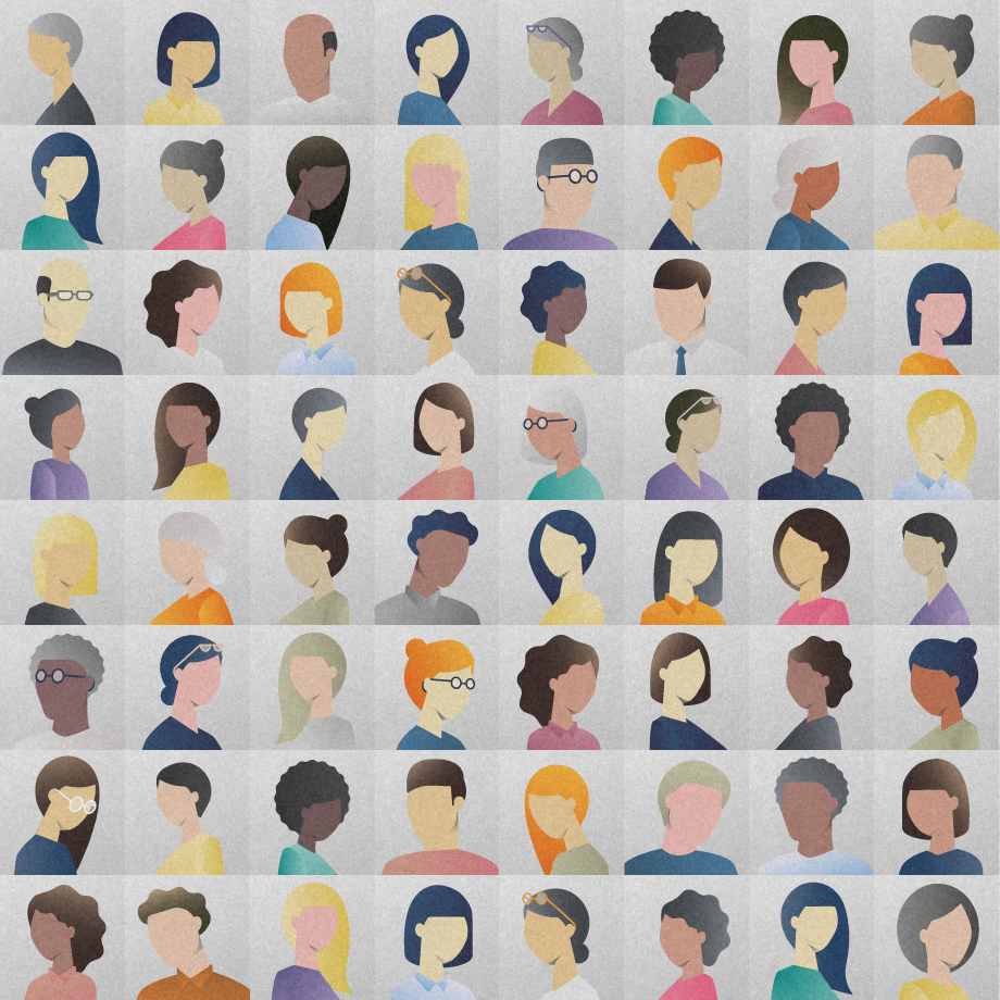 Colorful illustration of many people