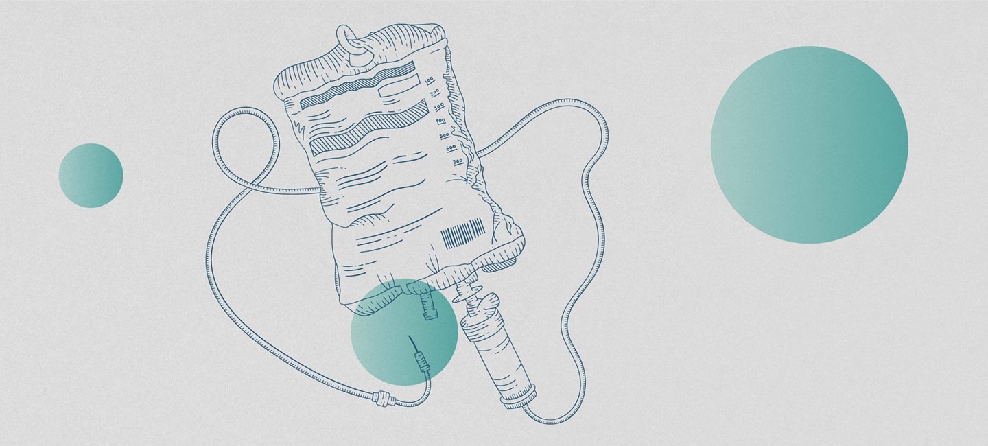 Illustration of an intravenous infusion bag.